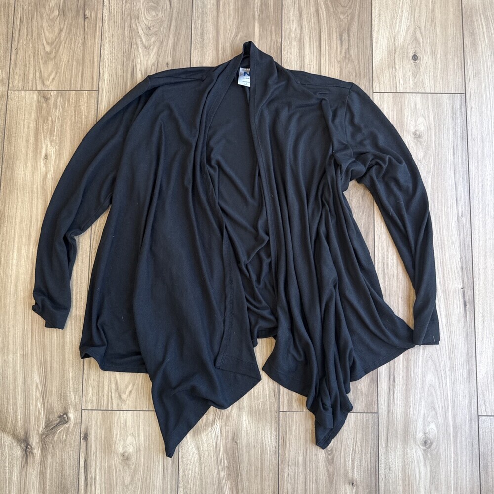 Natori Brushed Hacci Cardigan Open Size Large Black Stretch Comfort